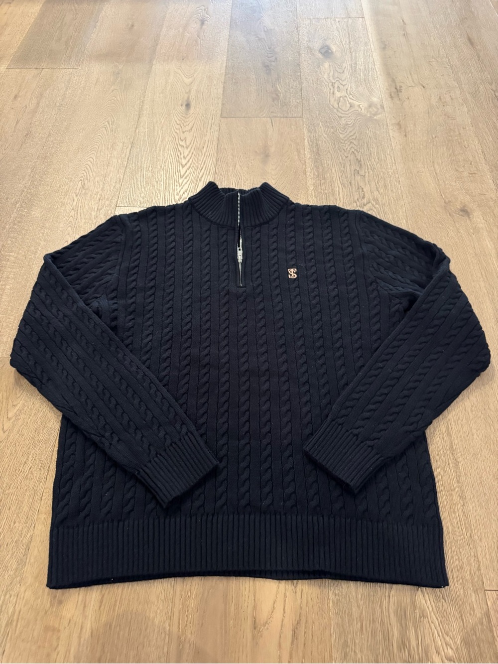 Men's Cable Knit Half-Zip Sweater - Black